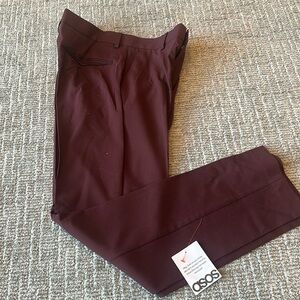 ASOS DESIGN slim suit trousers in burgundy 30 x 32